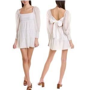 Alice And Olivia Silk Blend Voile Babydoll Mini Dress White